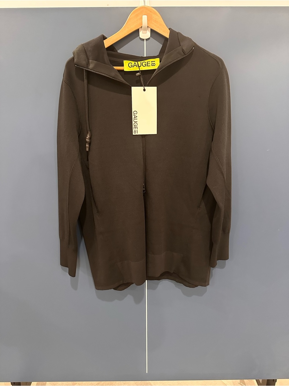 NWT GAUGE81 Surrey Longline Zip-Up Hoodie — Black | XS